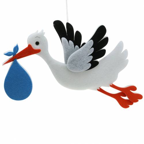 Floristik24 Cegonha decorativa para pendurar azul 45,5 cm x 39 cm x 2 cm