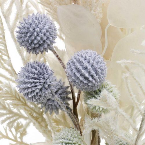 Itens Folha de prata globo cardo samambaia flores artificiais creme ramo 56cm