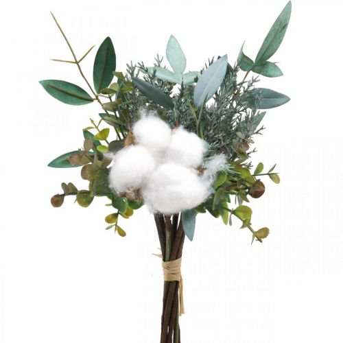 Floristik24 Buquê artificial Verde Branco Artificial bouquet de inverno 33cm