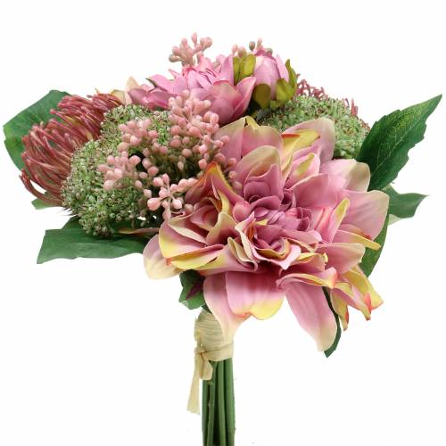 Itens Bouquet dália e protea, flores de seda, decoração de verão L25cm