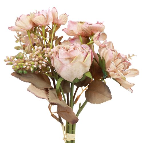 Floristik24 Buquê de flores artificiais flores artificiais rosas artificiais antigas 30cm