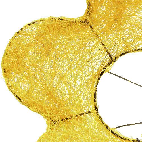 Floristik24 Punho de sisal amarelo Ø20cm flor punho 8 unidades