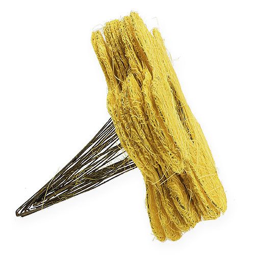 Floristik24 Punho de sisal amarelo Ø20cm flor punho 8 unidades