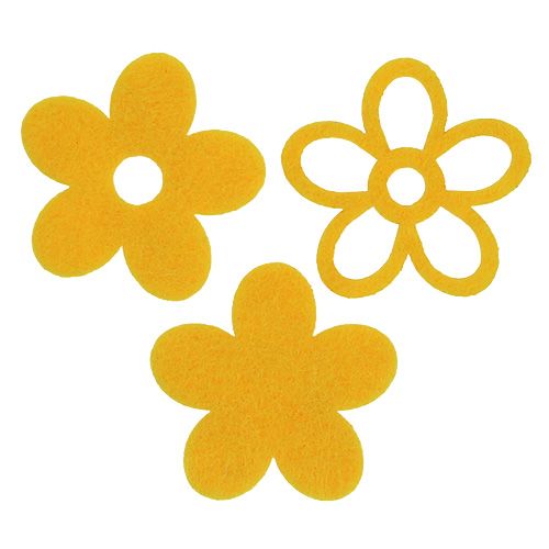 Floristik24 Decoração dispersa flor de feltro amarelo sortido 4cm 72 un