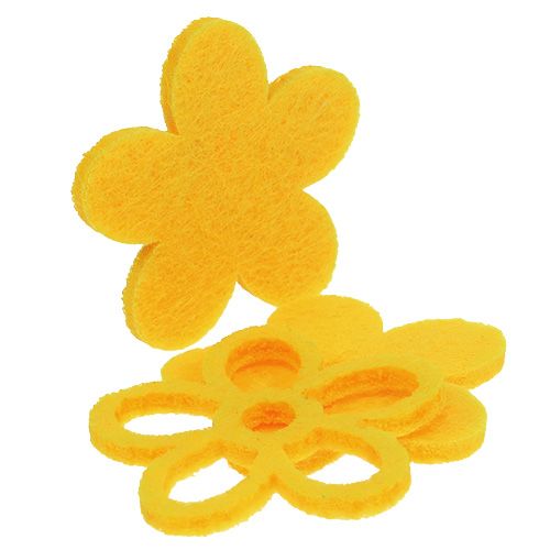 Floristik24 Decoração dispersa flor de feltro amarelo sortido 4cm 72 un