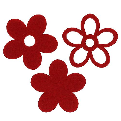 Floristik24 Scatter deco feltro flor vermelho sortido na mistura Ø4cm 72pcs