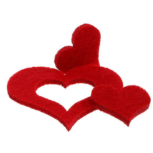 Floristik24 Corações decorativos dispersos em feltro 2,5cm - 5cm vermelho 24 un