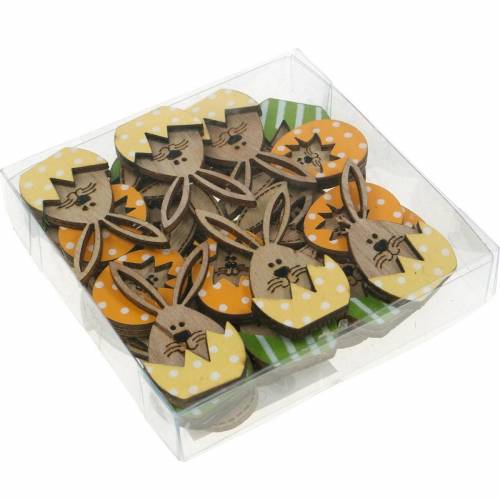 Floristik24 Decoração de ninhada de coelho em ovo, decoração de presente, ovo de coelho para decorar, decoração de madeira para colar em 12 unidades
