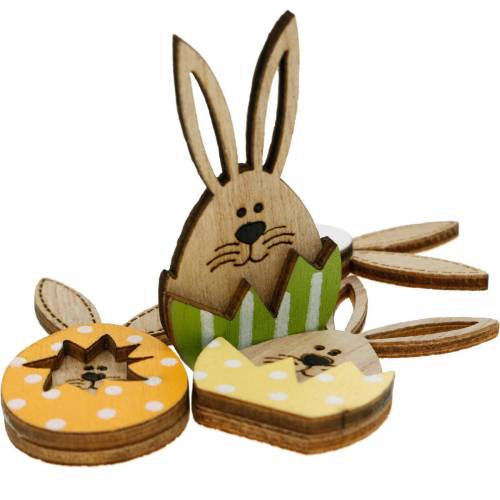 Decoração de ninhada de coelho em ovo, decoração de presente, ovo de coelho para decorar, decoração de madeira para colar em 12 unidades