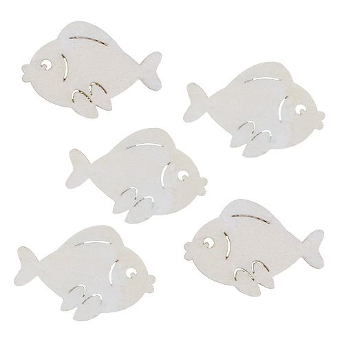 Floristik24 Peixe espalhador branco 4cm 48 un