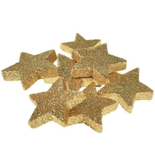 Itens Estrelas dispersas em mica dourada clara 4-5 cm 40 unidades