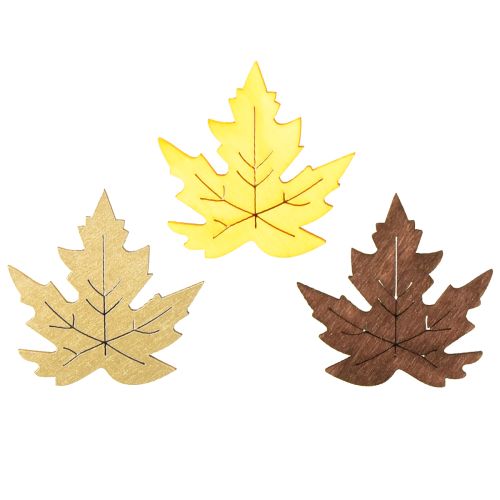 Itens Folhas de bordo decorativas dispersas amarelas, marrons, platina sortidas 4 cm 72 unidades