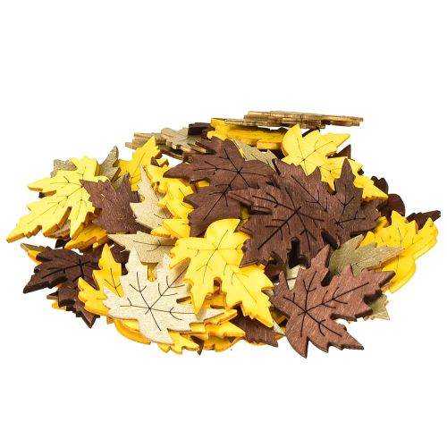 Itens Folhas de bordo decorativas dispersas amarelas, marrons, platina sortidas 4 cm 72 unidades