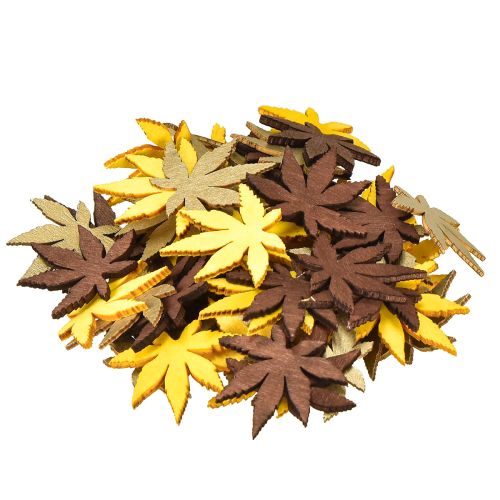 Itens Decoração dispersa folhas amarelas, marrons, platina sortidas 4cm 72 un