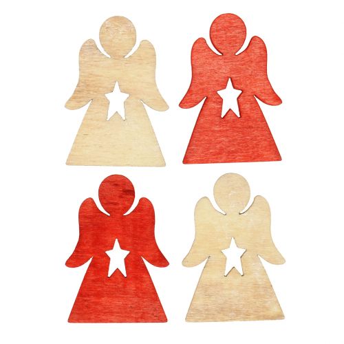 Floristik24 Crianças de Natal em madeira para espalhar vermelho, natural 4cm 72 un