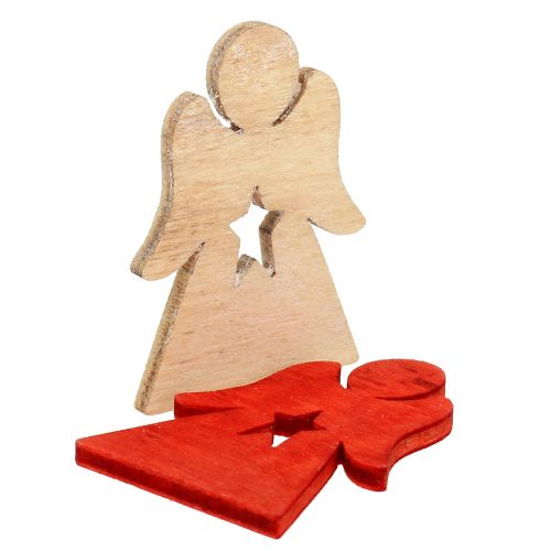 Floristik24 Crianças de Natal em madeira para espalhar vermelho, natural 4cm 72 un