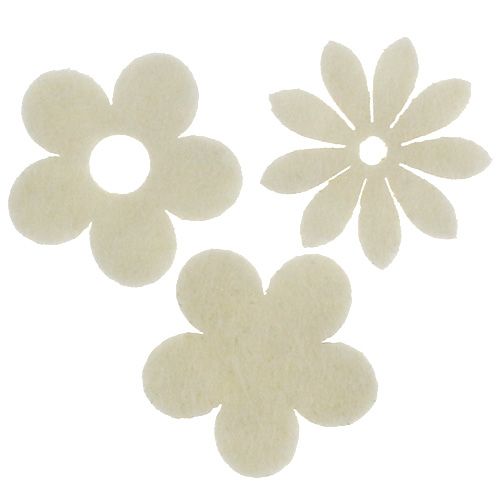 Floristik24 Flor de feltro espalhado creme Ø3,5cm 96p