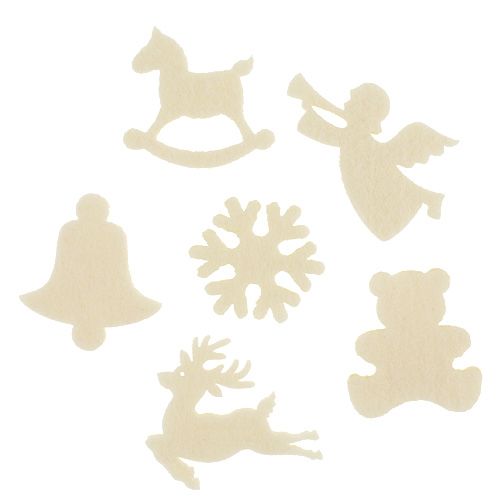 Floristik24 Figuras de feltro espalhadas creme 3cm 72pcs