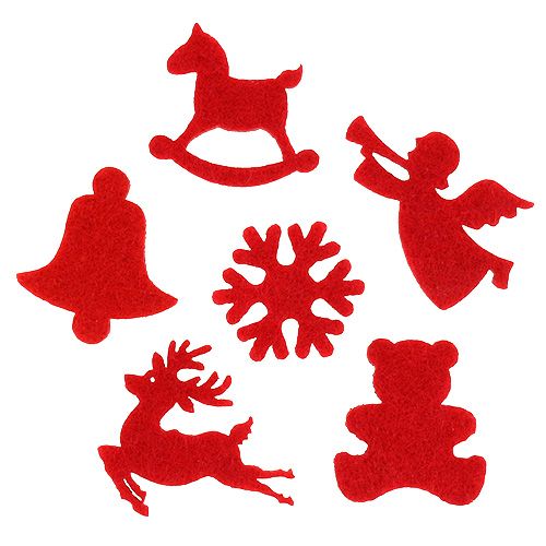 Floristik24 Figuras de feltro decorativas dispersas vermelhas 3cm 72 un