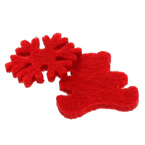 Floristik24 Figuras de feltro decorativas dispersas vermelhas 3cm 72 un