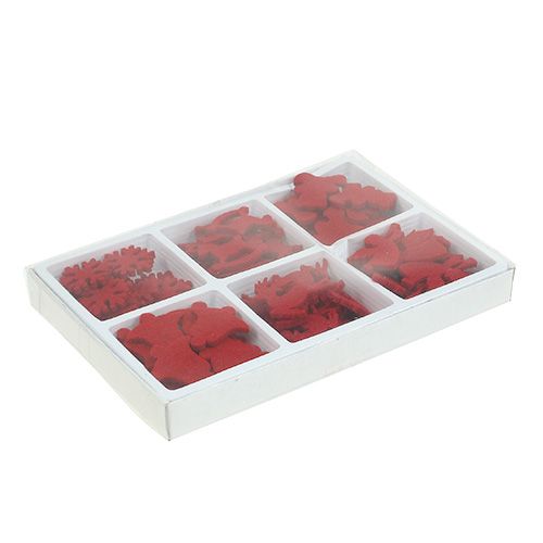 Floristik24 Figuras de feltro decorativas dispersas vermelhas 3cm 72 un