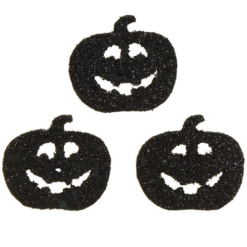 Itens Decoração dispersa decoração de abóbora de Halloween 4 cm preta, glitter 72 unidades