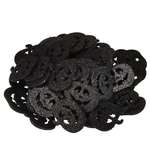 Itens Decoração dispersa decoração de abóbora de Halloween 4 cm preta, glitter 72 unidades
