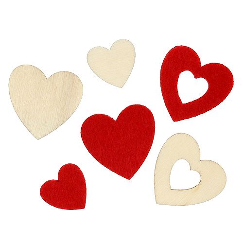 Floristik24 Corações espalhados misturam 2-3,5 cm de vermelho, 110p natural