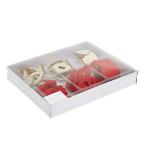 Floristik24 Corações espalhados misturam 2-3,5 cm de vermelho, 110p natural