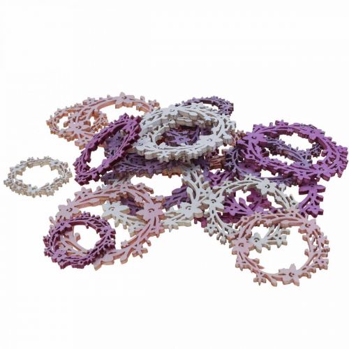 Floristik24 Decoração dispersa guirlanda de flores de madeira peças dispersas primavera colorida Ø3-5cm 24 unidades