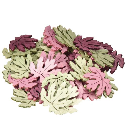 Itens Decoração dispersa madeira folhas de outono decoração de mesa roxo rosa verde 4 cm 72 peças