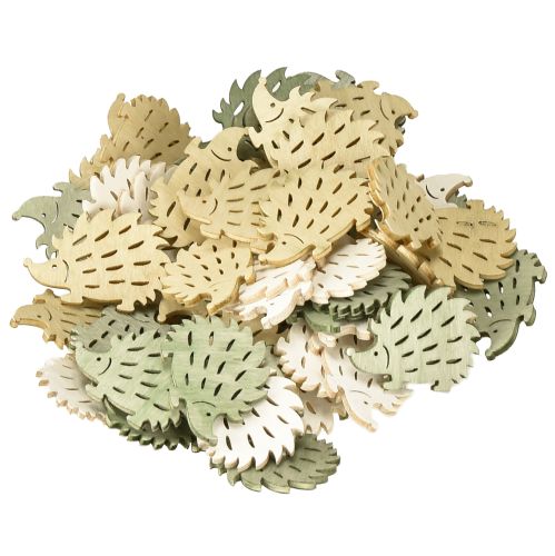 Itens Decoração dispersa decoração ouriço de madeira verde marrom branco 4x3cm 72 un