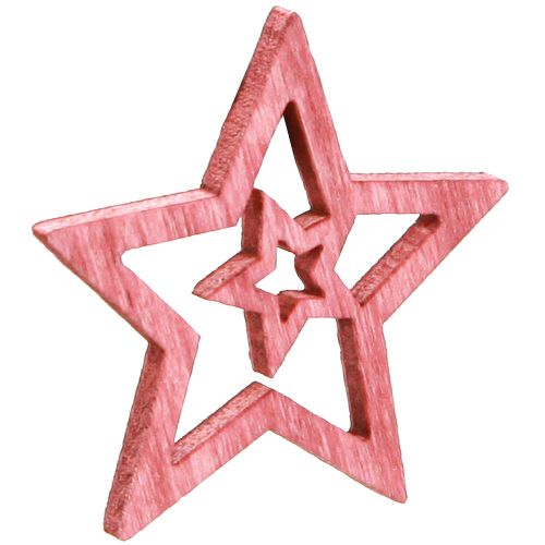 Itens Decoração dispersa estrelas de madeira em rosa baga natural Ø4cm 72 un