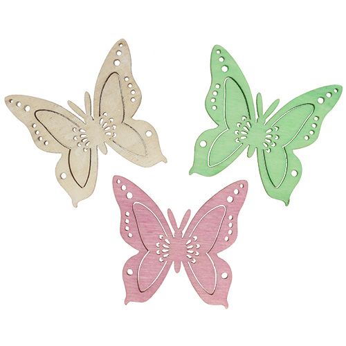 Floristik24 Decoração dispersa borboleta rosa, verde, natureza 4cm 72p