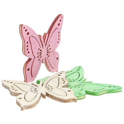Floristik24 Decoração dispersa borboleta rosa, verde, natural 4 cm 72 unidades