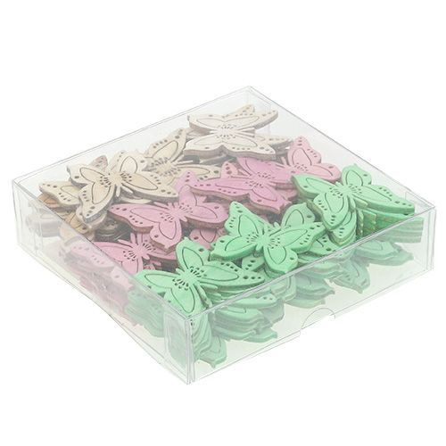 Floristik24 Decoração dispersa borboleta rosa, verde, natural 4 cm 72 unidades