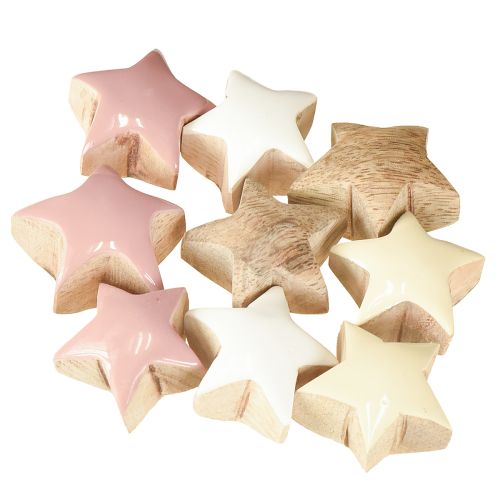Itens Decoração Scatter estrelas estrelas de madeira rosa branco amarelo Ø3cm 9 peças