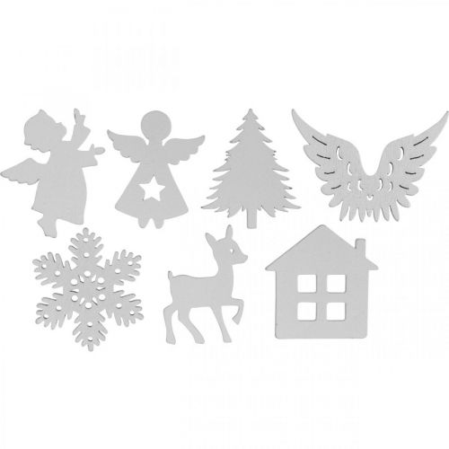 Floristik24 Decoração dispersa de madeira de Natal mistura branca 4cm 72 unidades