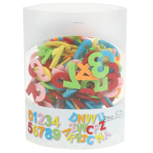 Floristik24 Números espalhados em feltro de cores variadas 3cm 150p