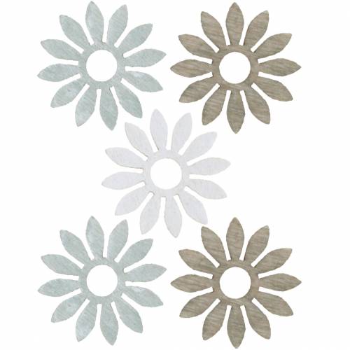 Floristik24 Espalhe a flor deco marrom, cinza claro, flores de madeira brancas para espalhar 144St