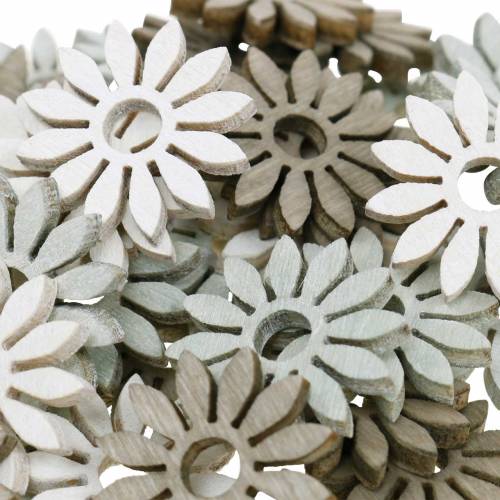 Floristik24 Espalhe a flor deco marrom, cinza claro, flores de madeira brancas para espalhar 144St