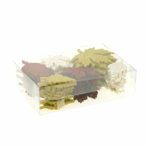 Floristik24 Decoração dispersa folhas de outono em feltro Bordeaux/creme/verde 72 un