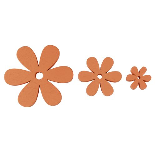 Floristik24 Decoração dispersa flores de madeira flores laranja verão Ø2–6cm 20 unidades