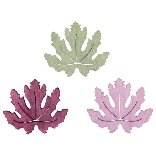 Floristik24 Decoração dispersa madeira folhas de outono decoração de mesa roxo rosa verde 4cm 72p