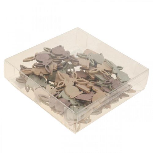 Floristik24 Decoração dispersa peças de madeira espalhadas Páscoa Coelhinho da Páscoa tons marrons 4cm 72 un