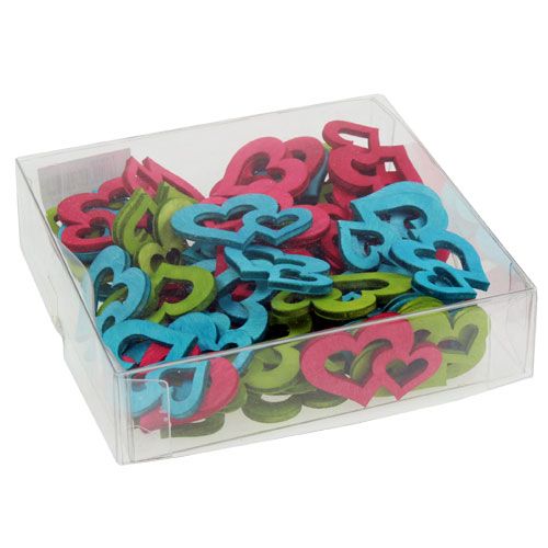 Floristik24 Decoração dispersa corações de madeira colorido asst. 3cm x 4cm 72 peças