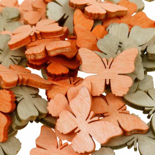 Floristik24 Borboleta Streudeko borboletas de madeira decoração de verão laranja, damasco, marrom 144p