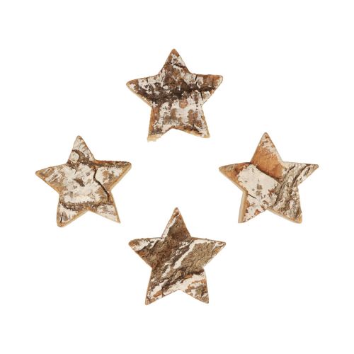 Floristik24 Decoração dispersa de estrelas de madeira de Natal com casca branqueada Ø5cm 12 unidades