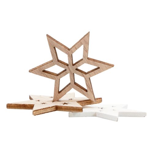 Itens Decoração dispersa de estrelas de madeira de Natal brancas/naturais Ø4cm 72 un