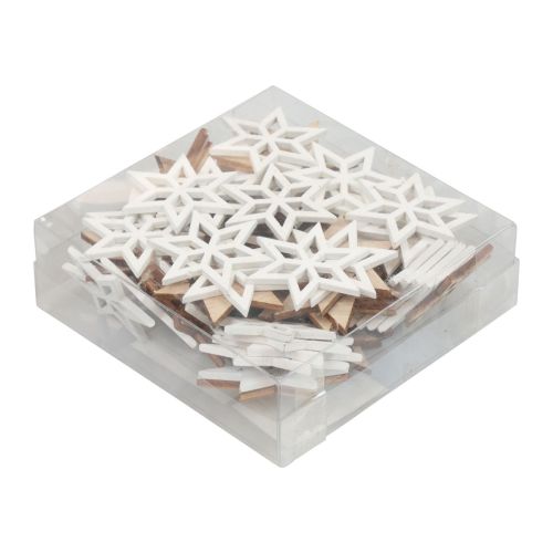 Itens Decoração dispersa de estrelas de madeira de Natal brancas/naturais Ø4cm 72 un